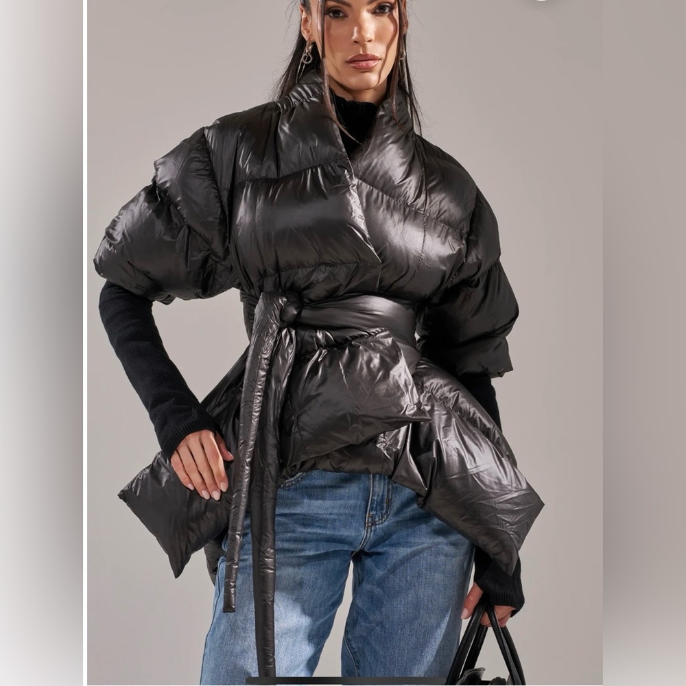 AKIRA Shiny Charcoal Puffer Jacket